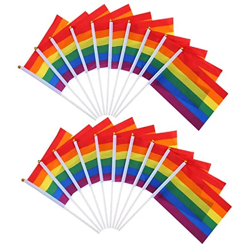 BBTO 20 Pezzi Gay Bandiera Arcobaleno Bandiera Pace della Lesbica LGBT Arcobaleno Bandiera Banner per Orgoglio Festival Carnevale