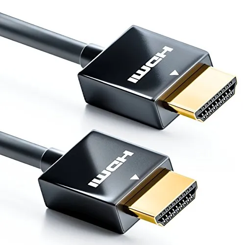 deleyCON 0,5m Cavo HDMI SLIM ad Alta Velocità con Ethernet (Ultimo Standard) 3D 4K ULTRA HD UHD SUPER Flessibile - Nero