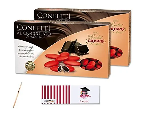 CRISPO CONFETTI AL CIOCCOLATO FONDENTE ROSSI 2 KG + 100 BIGLIETTINI LAUREA