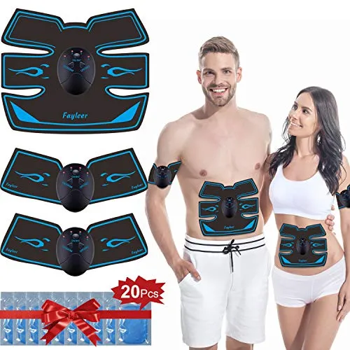 Fayleer Elettrostimolatore per Addominali, EMS Elettrostimolatore Muscolare ABS Stimulator per Addome/Braccio/Gambe/Waist/Glutei-6 modalità e 10 Livelli di Intensità