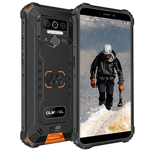 Rugged Smartphone Economici OUKITEL WP5 Pro Android 10,Outdoor Otto-core 4+64GB Telefono Robusto,8000mAh Batteria Impermeabile IP68 Antiurto Cellulari,5.5" HD,4 LED Flash,Dual Sim/GPS/OTG Arancia
