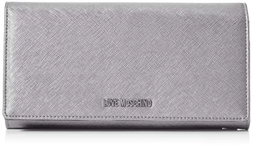 Love Moschino Jc5393pp08, Portafoglio Donna, Grigio (Gun), 3x13x24 cm (W x H x L)