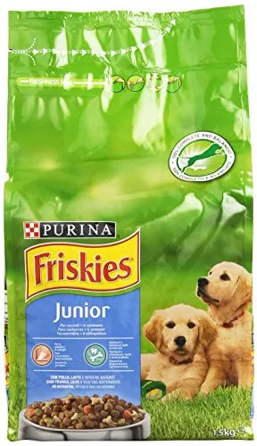 Friskies Vitafit Junior Crocchette per il Cane, con Pollo e l'Aggiunta di Latte e Verdure, 1.5 kg