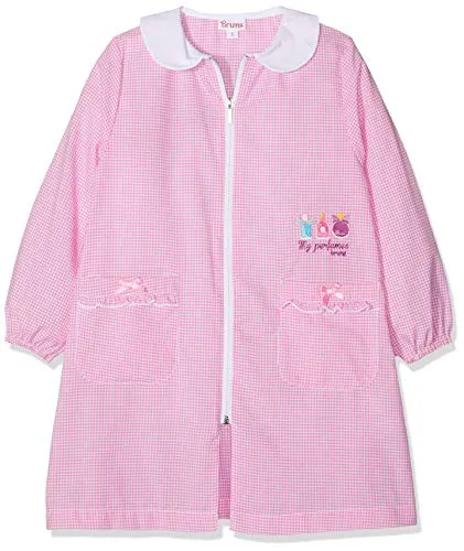 Brums Grembiule con Zip e Ricamo, Multicolore (Bianco/Rosa 901), 104 (Taglia produttore:4A) Bambina