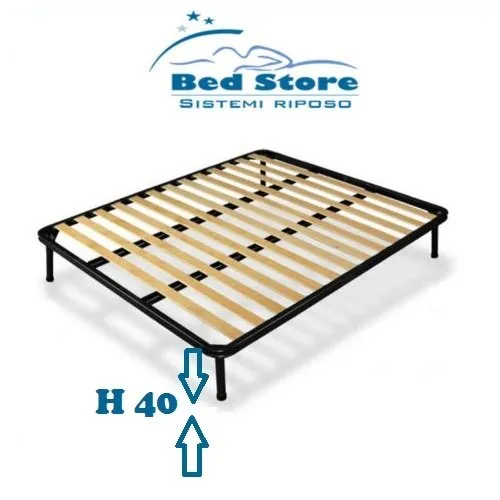 RETE A DOGHE STRETTE PER LETTO FRANCESE 140X200 ORTOPEDICA DOPPIO RINFORZO + CON 4 PIEDI H40 ALTEZZA