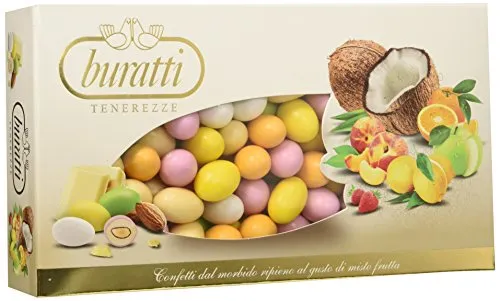 Buratti Confetti con Ripieno alla Frutta, Gusti Assortiti, Tenerezze Misto Frutta Colorati - 1000 g