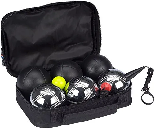 GetGo Jeu de Boules Set Petanque Set, Black/Chrome, One Size