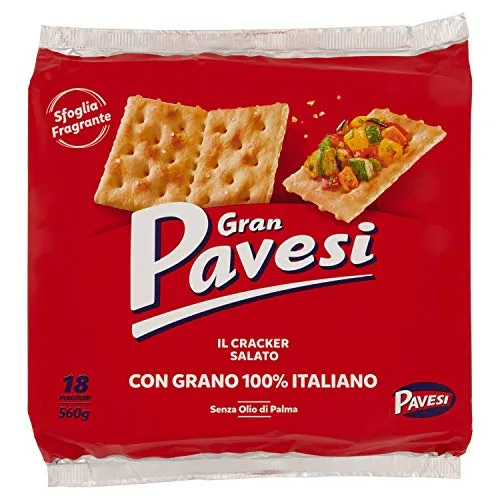 Gran Pavesi Cracker Salati I Classici, senza Olio di Palma, 18 Pacchetti, 560g