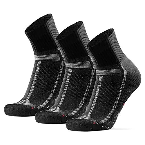 DANISH ENDURANCE 3 Paia Calzini da Corsa Anti-Vesciche, Calze Tecniche per Sport e Running, per Uomo e Donna, Nero/Grigio, EU 43-47