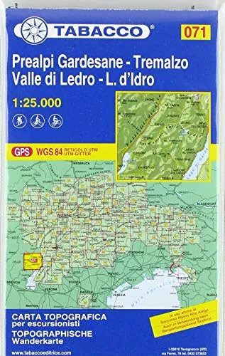 Giudicarie. Lago d'Idro. Valle di Ledro. Tremalzo. Carta topografica in scala 1:25.000. Ediz. italiana, inglese, francese e tedesca