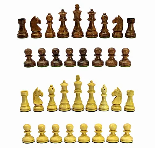 StonKraft pezzi degli scacchi in legno, scacchi, pedine degli scacchi, monete di scacchi, pezzi degli scacchi in legno (altezza del re 9,4 cm)