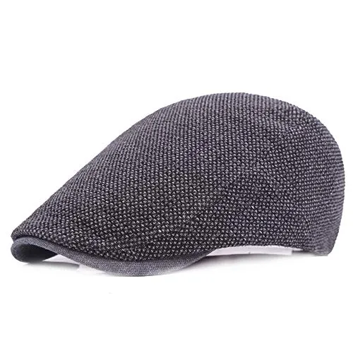 Berretto da Uomo,Uomo Cotone Cappuccio Berretti Vintage Hat,Cotone Regolabile del Flat cap,Fashion Forward cap,Cappello da Sole da Viaggio All'aperto（55-60 cm, Nero）