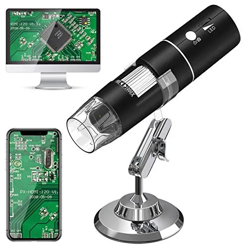 Microscopio Digitale WiFi, HEYSTOP Mini Telecamera 1080P HD 2MP, Endoscopio Ingrandimento 1000X, 8 LED Microscopio Digitale USB 2.0 con per iPhone iOS Android, ipad and Windows, regali di Natale