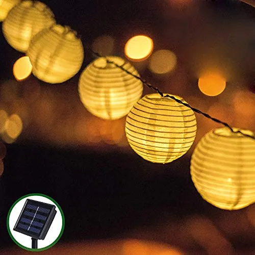 Stringa di Luci Catena Luminosa Giardino Luci Esterno Solare Bawoo 5,5m 30 LED Lanterne Solari Catene Lucine Decorative Esterno Lanternine Impermeabile Solari Luci Natale Feste Atmosfera Bianco Caldo
