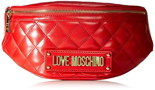 Love Moschino Borsa Quilted Nappa Pu, Borsetta da Polso Donna, Rosso (Rosso), 17x7x32 cm (W x H x L)