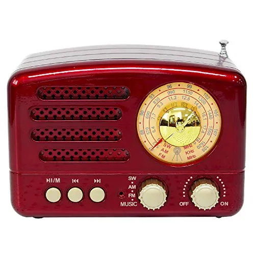 docooler Radio Portatile Vintage,USB Bluetooth Retro Piccola Radio Portatile Altoparlante,Supporta TF Card/AUX/Lettore MP3