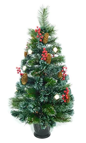 Christmas Concepts® 3ft (36 Inch/90cm) Albero a Fibre Ottiche Preludio Verde - Alberi di Natale (Coni e Bacche)