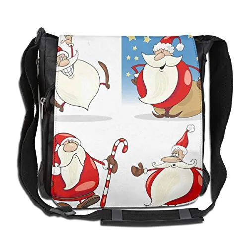 Doinh Set di Babbo Natale in Tela Personalizzata, Borsa a Tracolla inclinata, Adatta Sia per Uomini Che per Donne