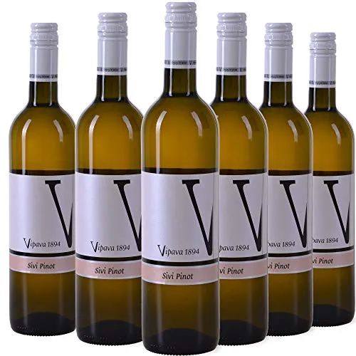 VIPAVA 1894 Vino bianco (6 x 0,75 l) Pinot Grigio (Pinot Gris) 2018, vino bianco secco raccolto a mano