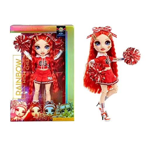 Rainbow High Cheer Fashion Doll - Abiti eleganti, pompon e bambola Cheerleader Ruby Anderson, fashion doll "rosso", Serie Rainbow High Cheer, Regalo ottimo a partire dai 6 anni