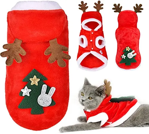 Vestiti Natale Gatto Cane,Natale Animale Domestico Costume,Natale Cane Cosplay Babbo Natale Abbigliamento a Alce,Natale Cucciolo Kitty Vestiti da Festa Capodanno Dress Up Feste per Animali Abiti (M)