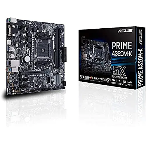 ASUS PRIME A320M-K Scheda Madre, AMD AM4 (Ryzen gen 1 e 2) uATX, DDR4 3200 MHz, 32 GB/s M.2, HDMI, USB 3.0