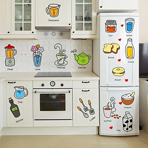 Topgrowth Adesivi Da Cucina Stickers Murali Frigorifero Cibo Wall Stickers Adesivi da Parete Removibili Decorazione Murale