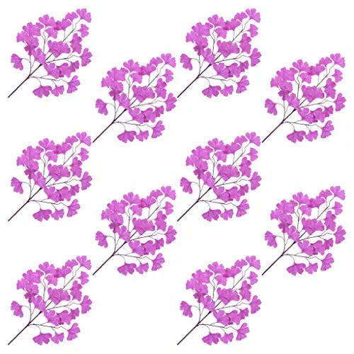 vidaXL 10x Foglie Artificiali di Ginko Realistiche Rametti Fogliame Pianta Finta per Interni Decorazione Floreale in Plastica Viola 70 cm