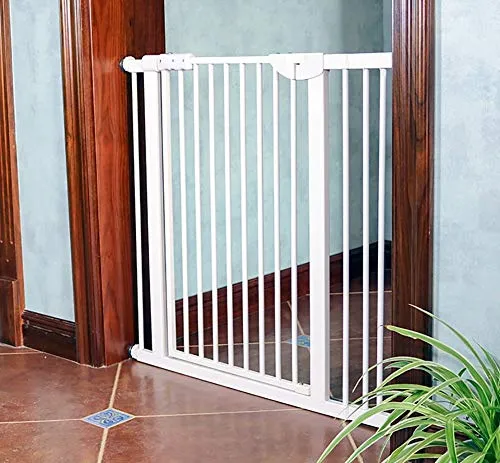 L.TSA Baby Cancello con Porta per Animali Domestici, Retrattile, Box di Sicurezza per Bambini, cancelletto di Sicurezza per Bambini, 125131cm