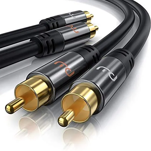 Primewire - 5m Cavo RCA Stereo - 2X RCA Maschio a 2X RCA Maschio - Serie Premium HQ - Compatibile con Ogni Tipo di Collegamento RCA