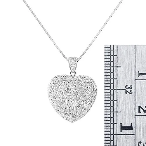 Ciondolo a forma di cuore oro bianco 14 K diamanti 0.50 carati peso totale