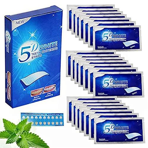 28 sacchetti da 56 pezzi strisce denti sbiancante professionale 5D, Adesivi per i denti per Sbiancamento Denti , Sbiancanti Denti per i denti e Fumatori