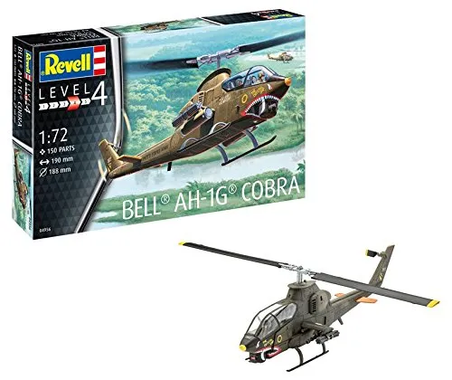 Revell 04956 – Modellino di Elicottero 1: 72 – Bell Ah 1G Cobra in Scala 1: 72, Level 4, orgin nachbildung ricche di alghe con Molti Dettagli, Elicottero -