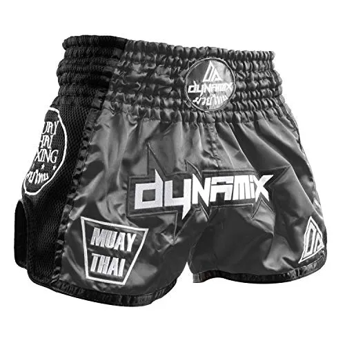 Dynamix Athletics Pantaloncini Muay Thai Warpath Grey - Shorts tailandesi di Alta qualità per Boxe tailandesi Pantaloni Tradizionali da thaibox per Uomo con Materiale Air-Tech (XL)