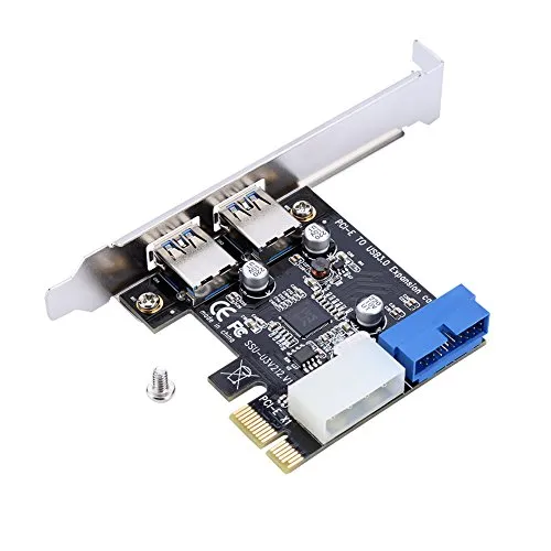 Scheda PCI-E USB, ASHATA PCI-E Adattatore per Scheda di Espansione USB 3.0 con Interfaccia 19PIN Frontale