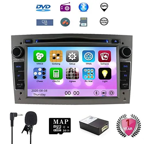 NVGOTEV 7 Pollici Autoradio 2 DIN per Opel Vauxhall Antara Astra Zafira Corsa Meriva Gratuiti 16G Carta mappa& Canbus Supporta Mirror-link Bluetooth USB SD SWC FM AM RDS DAB+, Grigio