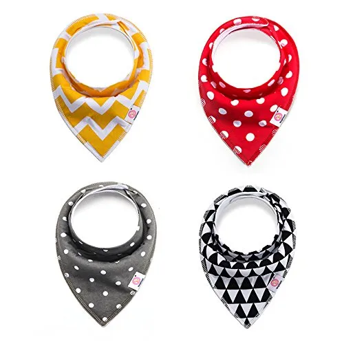 4 Pezzi Bavaglini Neonata Bandana Triangolo Bib Cotone Ragazza Drool Bavaglino Bambino Ragazzi 0-3 Mesi