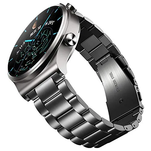 UANBOO Cinturino Compatibile con Huawei Watch GT2 PRO Cinturino di Ricambio in Metallo in Acciaio Inossidabile per GT2 46mm/GT2e (Nero)
