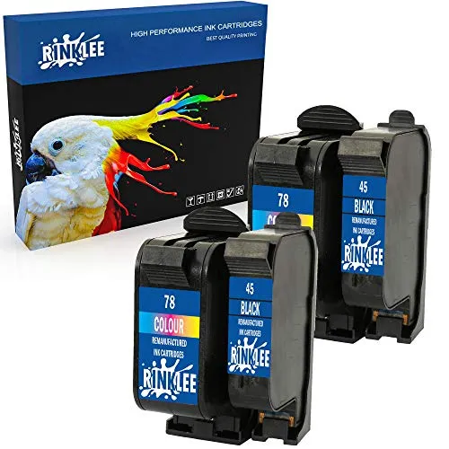 RINKLEE Sostituzione per HP 45 78 Cartuccia d'Inchiostro Compatibile con HP Deskjet 1280 9300 970cxi Officejet 1170 G55 G85 Photosmart 1000 1100 1115 1215 1315 P1100 Copier 180 280 | 2 Nero, 2 Colore