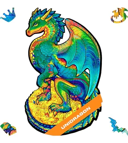 UNIDRAGON Puzzle originale in legno — Drago Protector, 330 Teile, Grandi Dimensioni 10,6 х 17,3 Pollici (27 х 44 cm) Bella Confezione Regalo, Forma unica Miglior Regalo per Adulti e Bambini