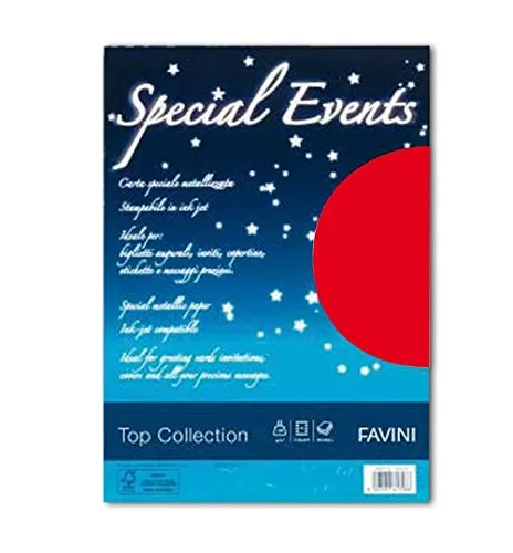 Carta Special Event Favini Metallizzata Rosso A4 120 gr. 20 Fogli