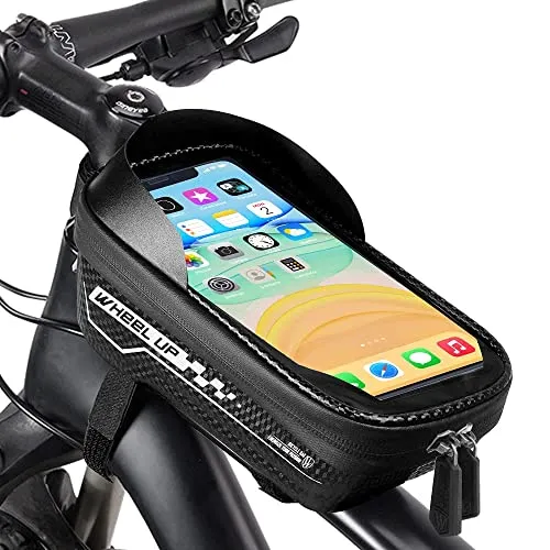 Borsa Bici Telaio Impermeabile, Porta Telefono Cellulare Bici MTB, Borsa Porta Cellulare Bici, Touch screen a induzione con parasole, Adatto per telefoni Android/iPhone/Samsung fino a 6.5 (02)