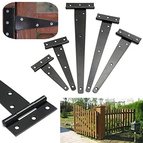 Cerniera a T in ferro nero con cerniera a T per cancelli e porte in legno da giardino 4 ''/6''/8''/10''/12'' per cancelli leggeri e porte mobili neri