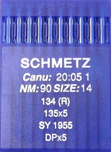 schmetz, 10 aghi con testa rotonda per macchina da cucire, sistema 134 (R) Industriale, misura:90