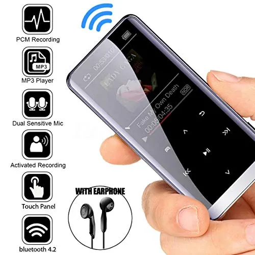 Ocamo Lettore MP3 Bluetooth Player HiFi Sport Musica Altoparlanti MP4 Media Radio FM Registratore 32GB con Bluetooth