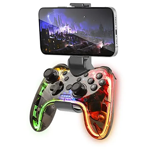 Mars Gaming MGP-BT, Controller Bluetooth 5.0, RGB Neon, Adattatore Smartphone, Giroscopio e Vibrazione Aptica, Joystick Analogici, Gamepad per Switch, PC, Mac, Android, iOS, Raspberry Pi, PS3