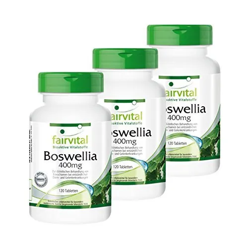 Boswellia incenso 400mg - 360 compresse (120x3) - VEGAN - Boswellia serrata con 65% di acidi boswellici