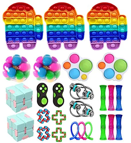 YCYC Fidget Toy Packs, Set di Giocattoli Sensoriali Economici Fidget Pack con Simple Dimple Pop Bubble Infinite Cube Sfera Antistress e Antistress Giocattolo Antistress (22 Pezzi I)