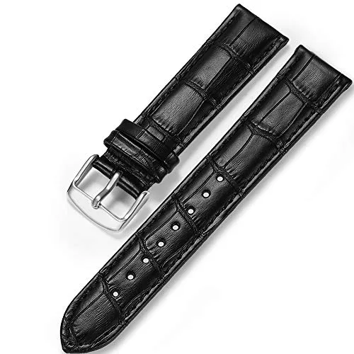 iStrap Cinturino In Pelle - Motivo A Coccodrillo - Cinturini Per Orologio Per Uomo Donna - Fibbia In Acciaio Inossidabile - 18mm 19mm 20mm 21mm 22mm 24mm-Nero Marrone