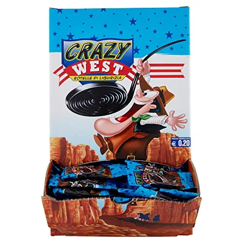 Gelco Maxi Crazy West Caramelle Gommose alla Liquirizia, 200 Rotelle di Liquirizia Monopezzo, Formato Scorta 2 Kg, Caramelle Incartate Singolarmente - Idee Regalo per Compleanni e Feste
